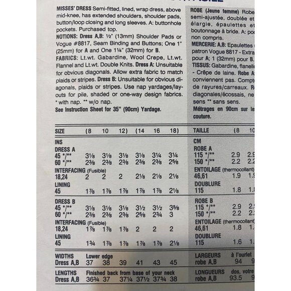 Anne Klein Vogue Patterns 2569 Womens Dress Sewing Pattern 6-8-10 Semi fitted Wr - Picture 2 of 2